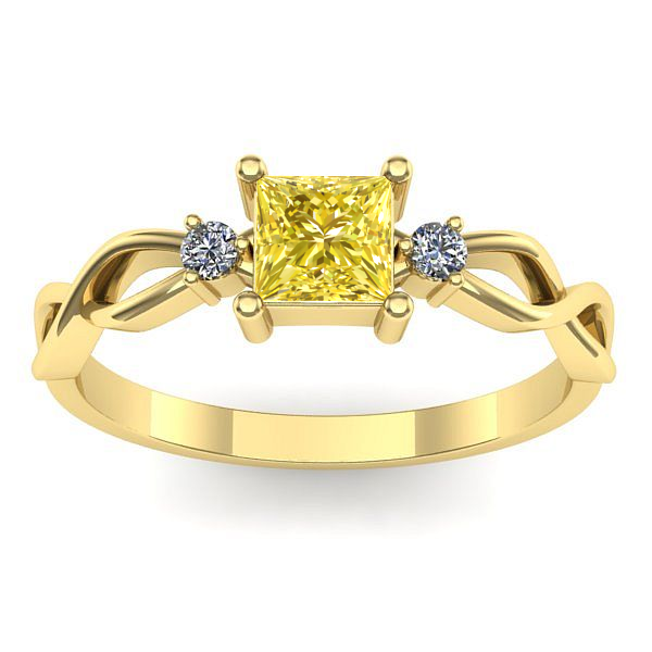 Inel logodna cu safir galben patrat