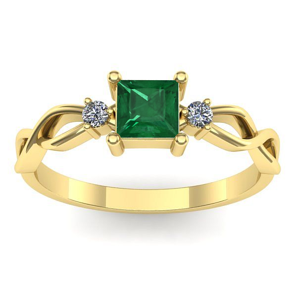 Inel logodna cu smarald patrat