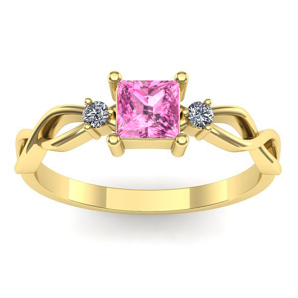 Inel cu safir roz patrat