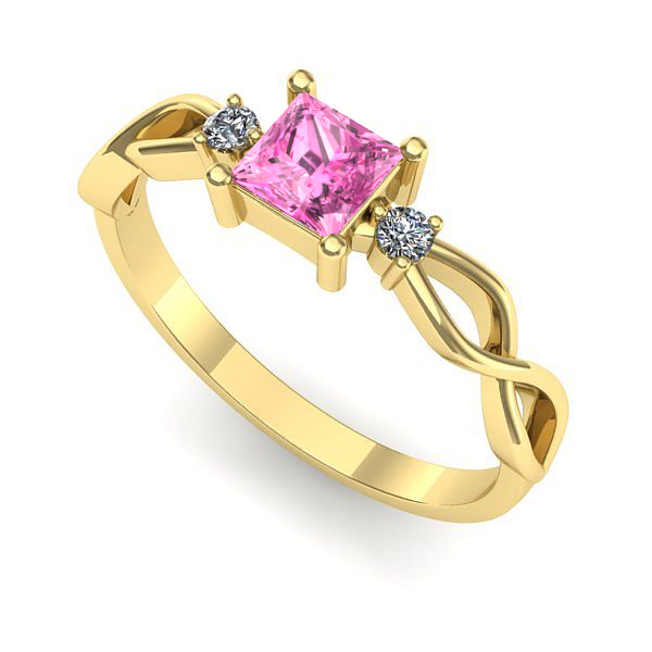 Inel din aur galben cu safir roz