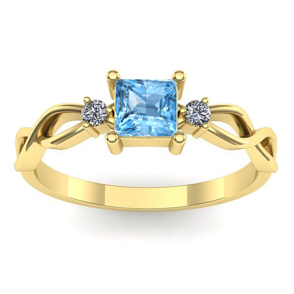 Inel cu topaz blue patrat