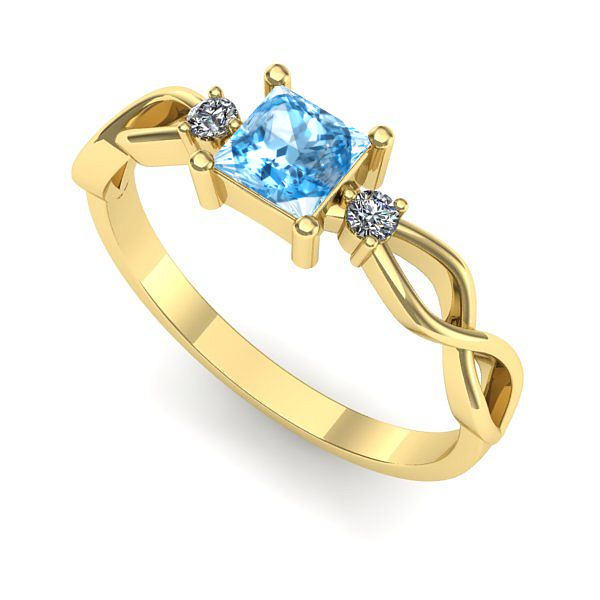 Inel din aur galben cu topaz blue