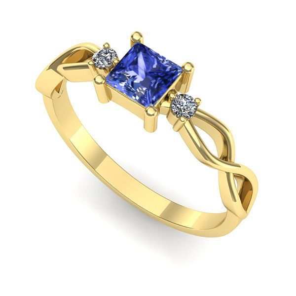 Inel de logodna din aur galben cu tanzanit