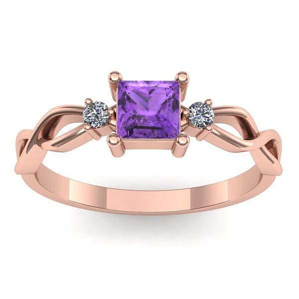 Inel de logodna cu ametist patrat