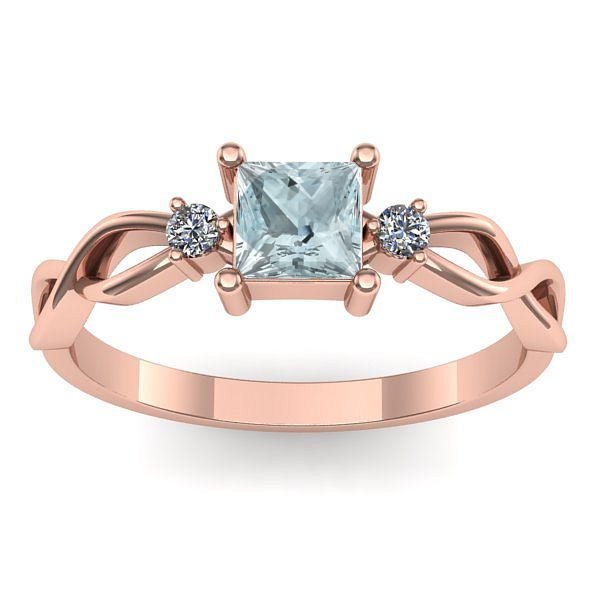 Inel cu aquamarin patrat