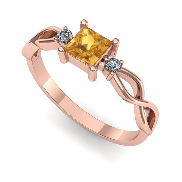 Inel din aur roz cu citrin