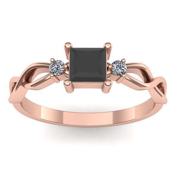 Inel cu diamant negru patrat