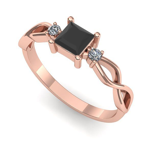 Inel logodna din aur roz cu diamant negru