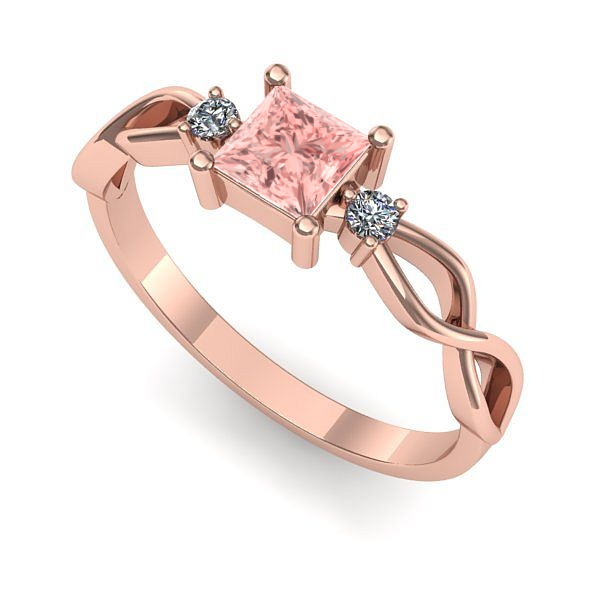 Inel din aur roz cu diamant de laborator roz