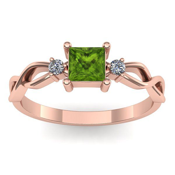 Inel de logodna cu peridot patrat