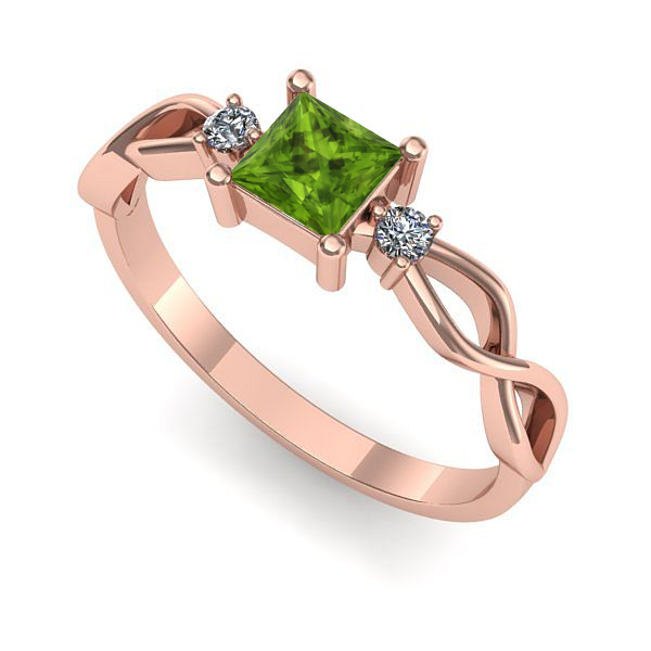 Inel din aur roz cu peridot