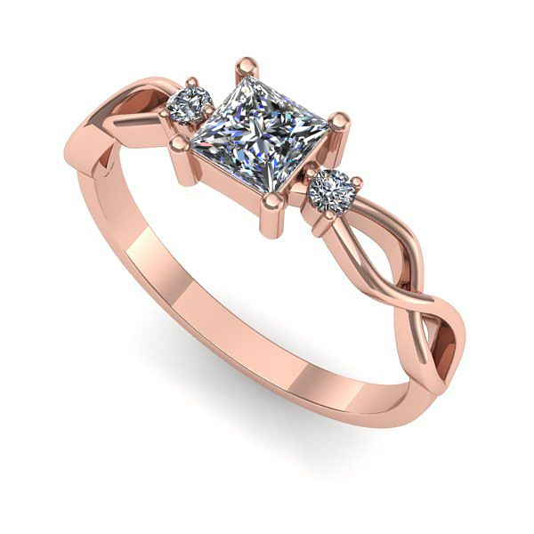 Inel de logodna din aur roz cu safir alb