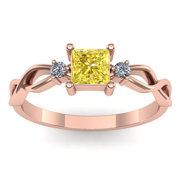 Inel de logodna cu safir galben patrat