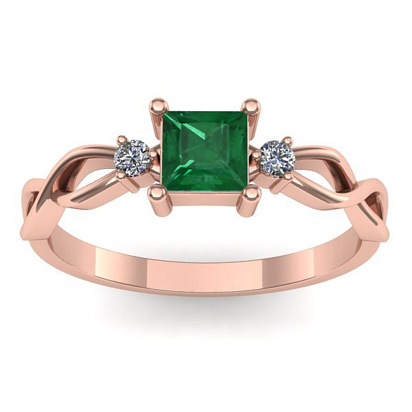 Inel de logodna cu smarald patrat