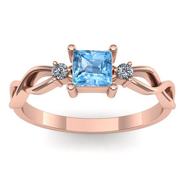 Inel logodna cu topaz blue patrat