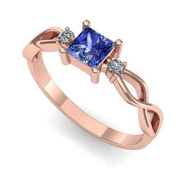 Inel logodna din aur roz cu tanzanit