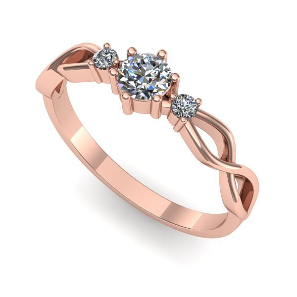 Inel logodna din aur roz cu diamant