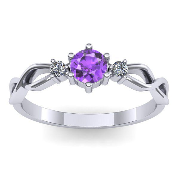 Inel logodna cu ametist rotund