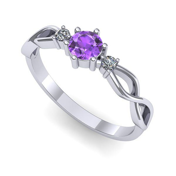Inel logodna din aur alb cu ametist