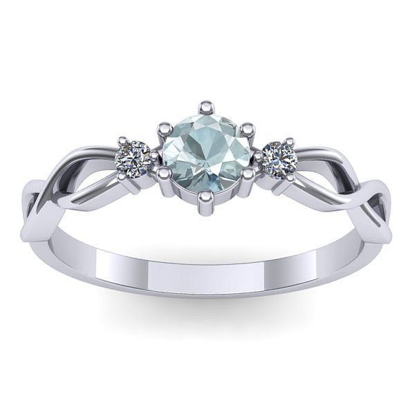 Inel de logodna cu aquamarin rotund