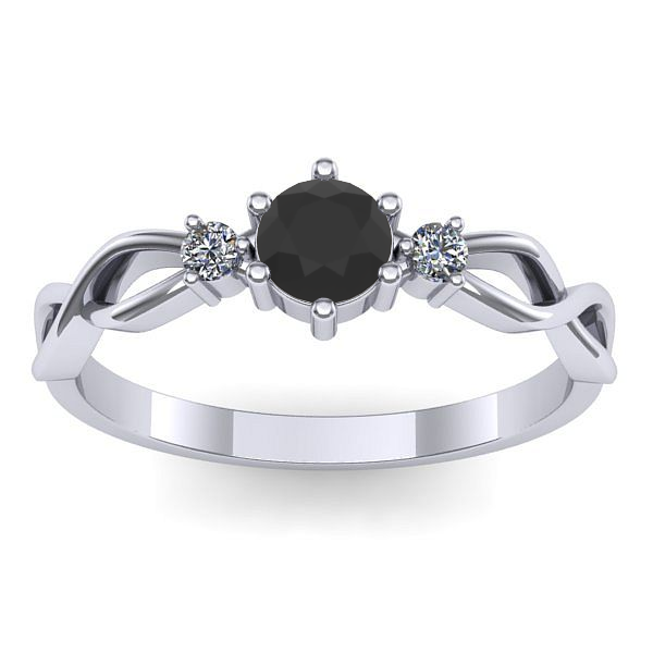 Inel cu diamant negru rotund