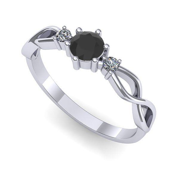 Inel de logodna din aur alb cu diamant negru