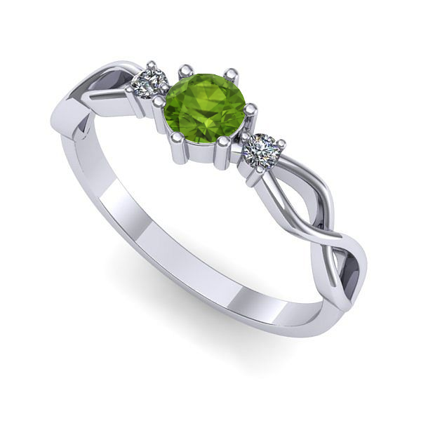 Inel din aur alb cu peridot