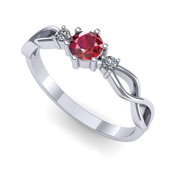 Inel din aur alb cu rubin