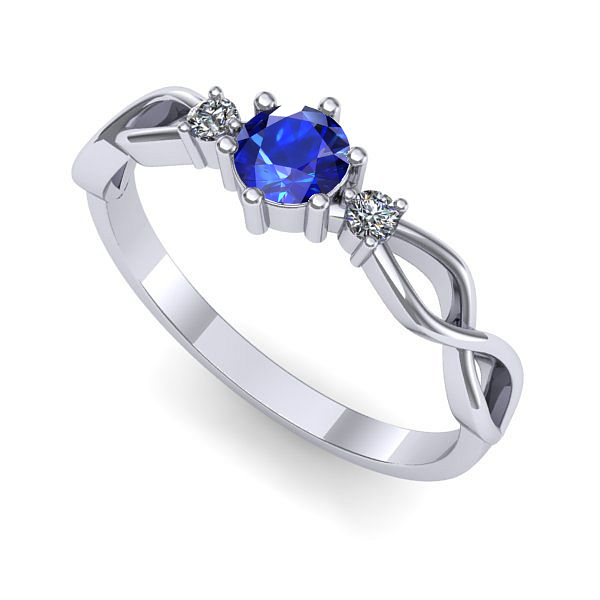 Inel din aur alb cu safir