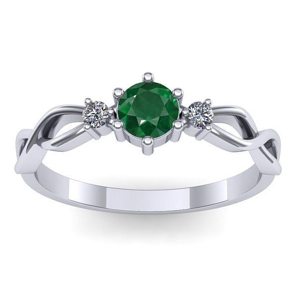 Inel logodna cu smarald rotund