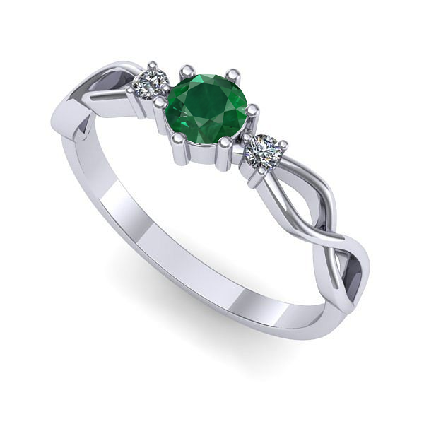 Inel de logodna din aur alb cu smarald
