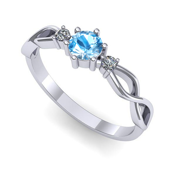 Inel logodna din aur alb cu topaz blue