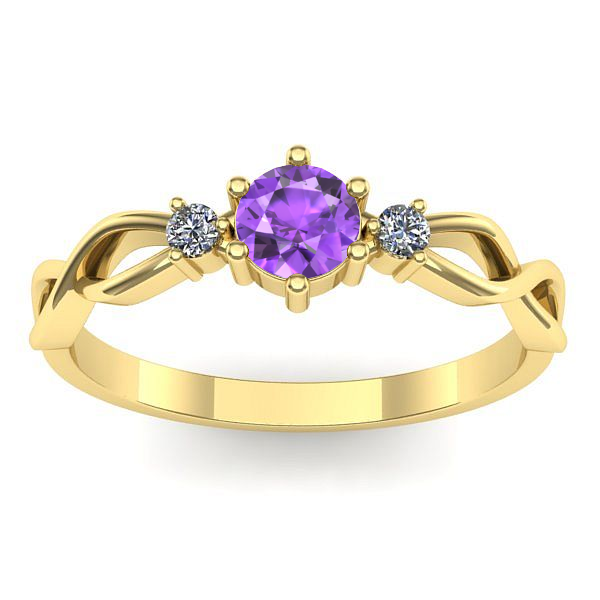 Inel logodna cu ametist rotund