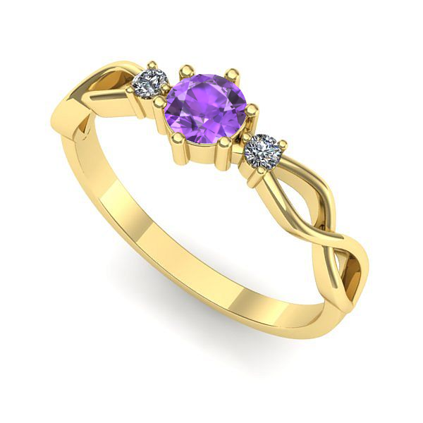 Inel de logodna din aur galben cu ametist