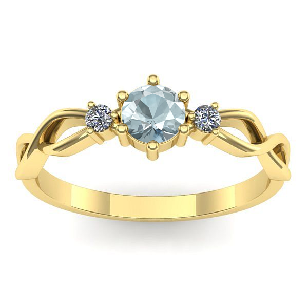 Inel cu aquamarin rotund