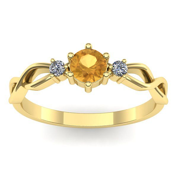 Inel logodna cu citrin rotund