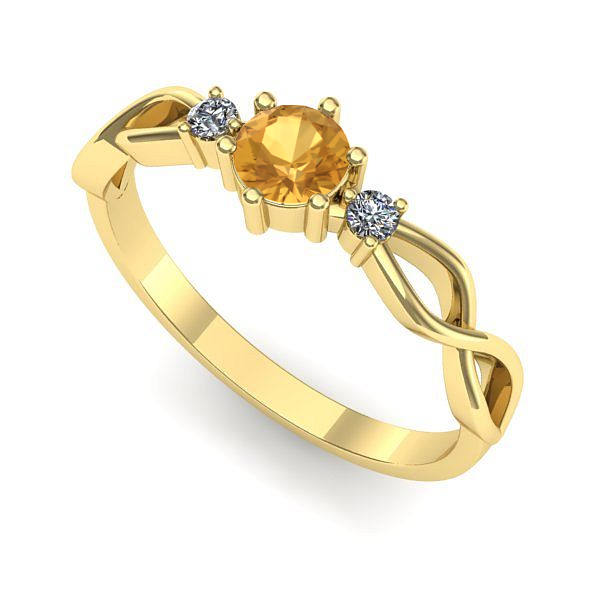 Inel din aur galben cu citrin