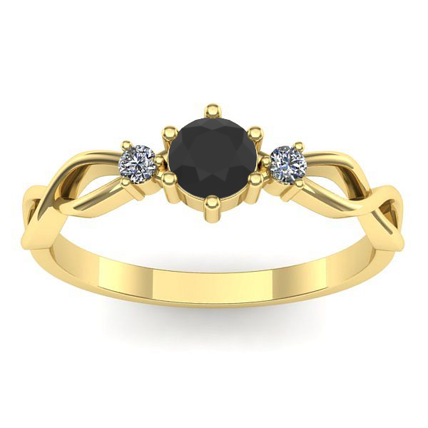 Inel de logodna cu diamant negru rotund