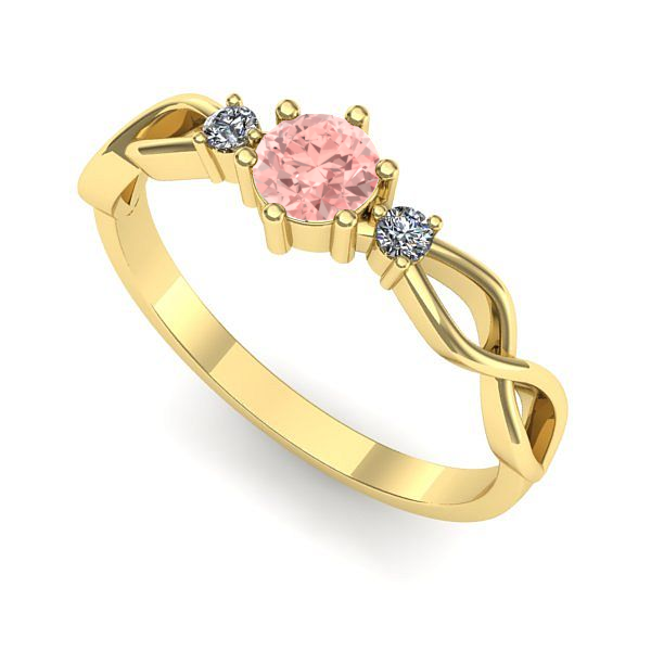 Inel logodna din aur galben cu diamant de laborator roz