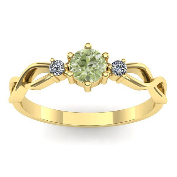 Inel logodna cu diamant de laborator verde rotund