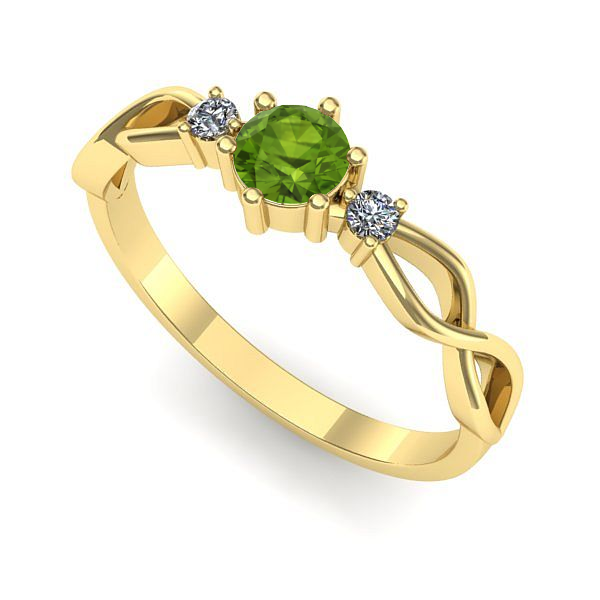 Inel din aur galben cu peridot