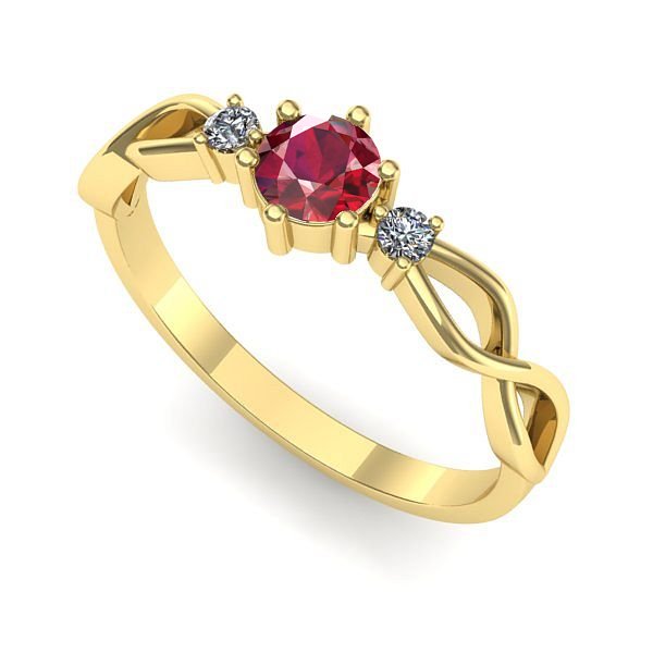 Inel de logodna din aur galben cu rubin