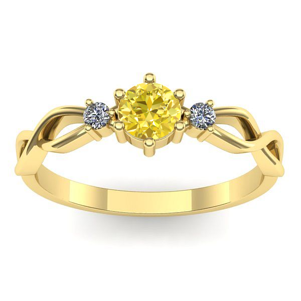 Inel de logodna cu safir galben rotund