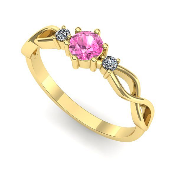 Inel din aur galben cu safir roz