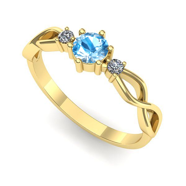 Inel logodna din aur galben cu topaz blue