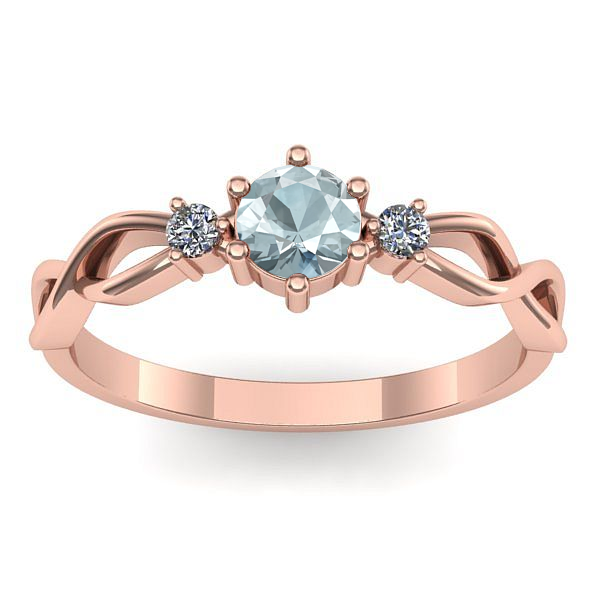 Inel de logodna cu aquamarin rotund