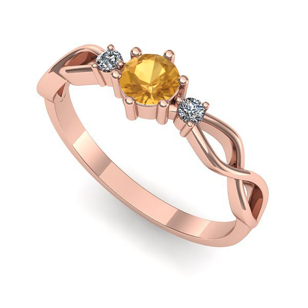 Inel din aur roz cu citrin