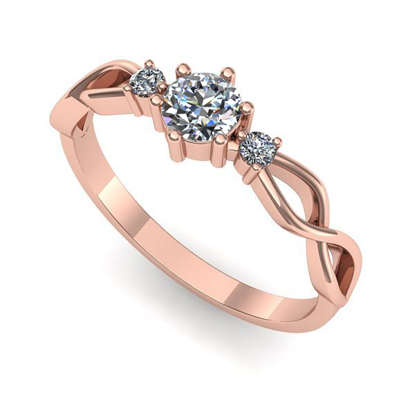 Inel din aur roz cu diamant