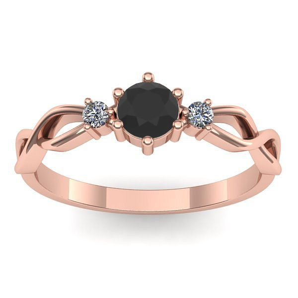 Inel cu diamant negru rotund