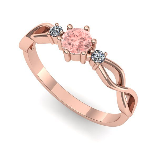 Inel de logodna din aur roz cu diamant de laborator roz